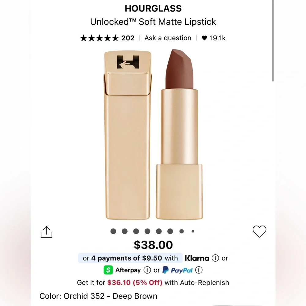 Hourglass Unlocked Soft Matte Lipstick in Shade Orchid ( Box slightly crushed)